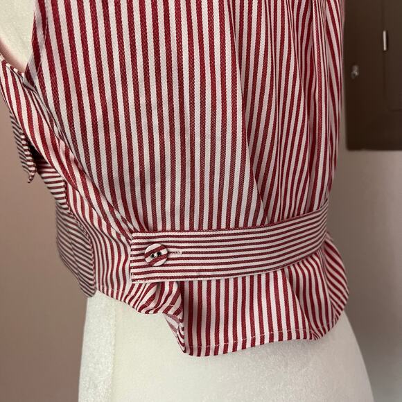 Torn By Ronny Kobo red Pinstripe Cropped Top NEW - Picture 5 of 8